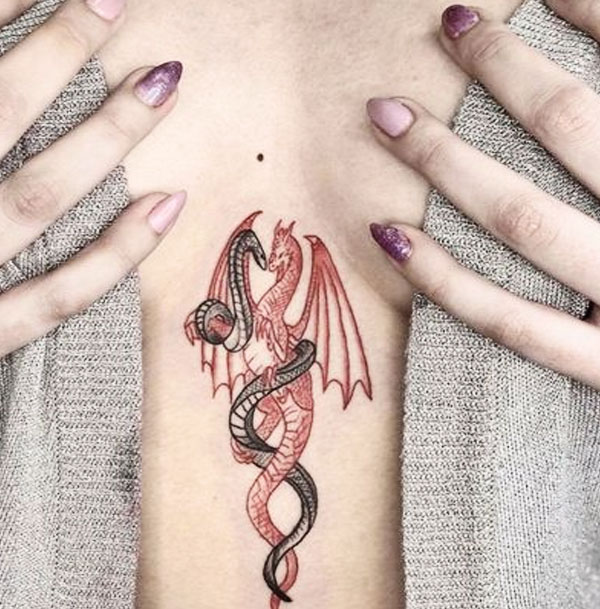 red dragon sternum tattoo